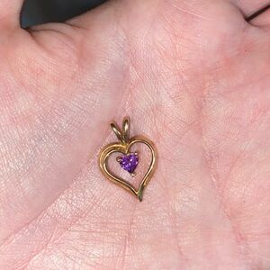 10K Heart Pendant Amethyst